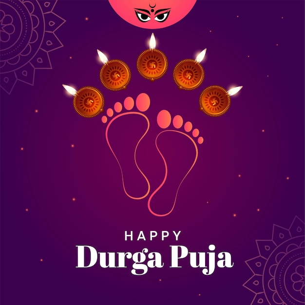 Happy durga puja indian festival banner template