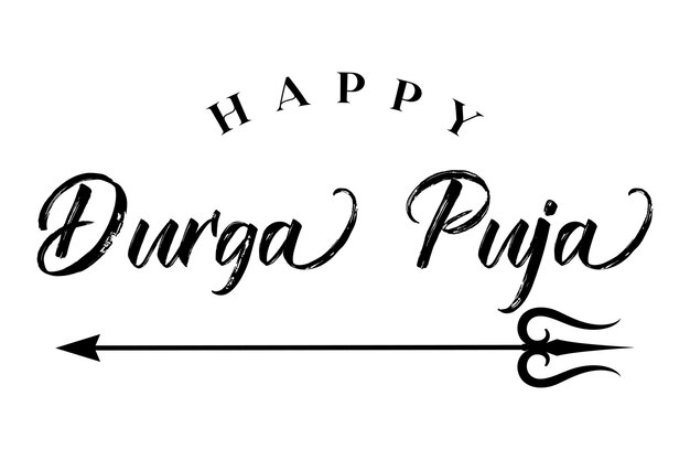 Vettore happy durga puja lettering festival indù illustrazione vettoriale