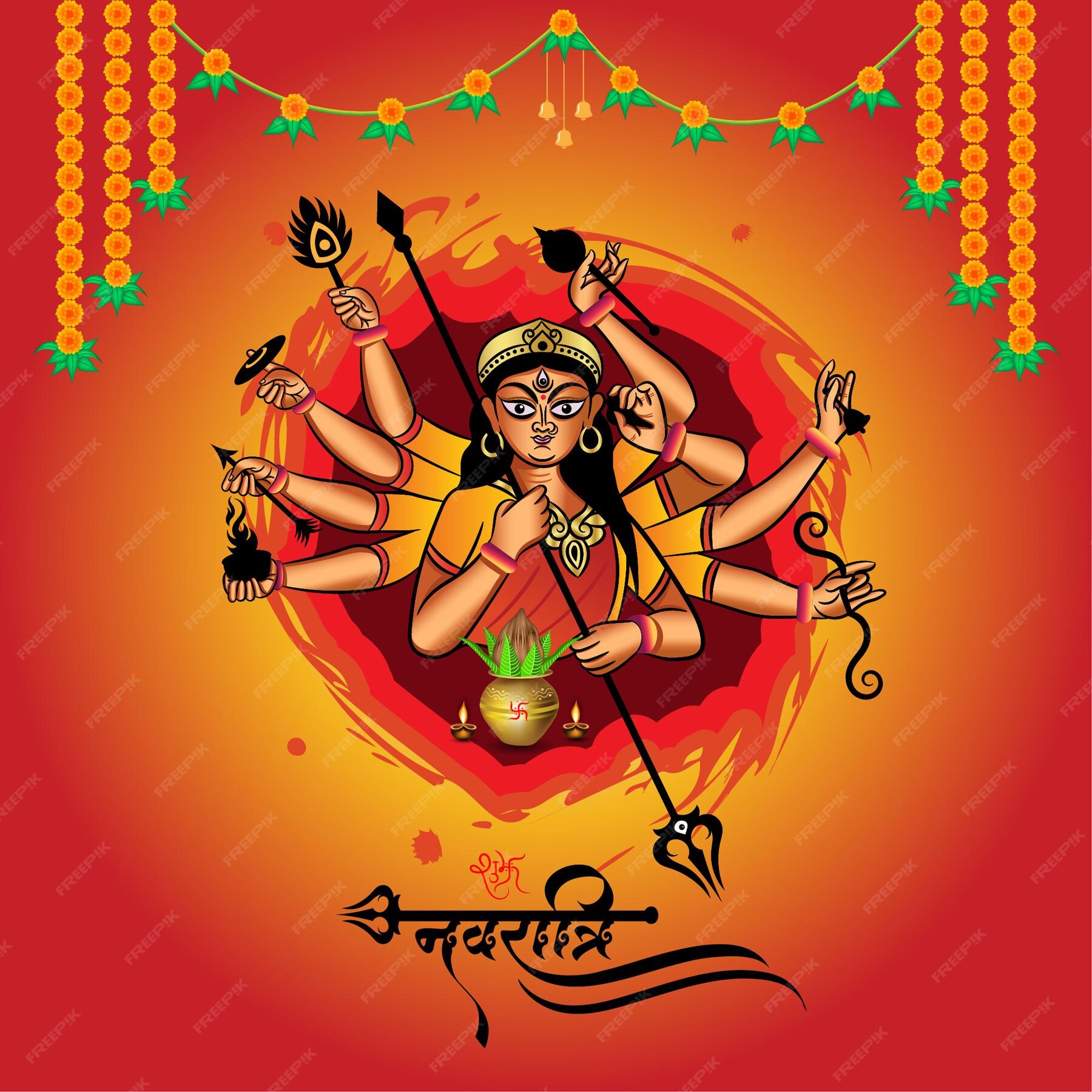 Premium Vector Happy durga puja and navratri greetings with goddess