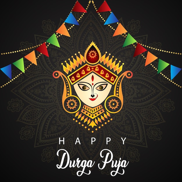 Progettazione di post sui social media felice durga puja