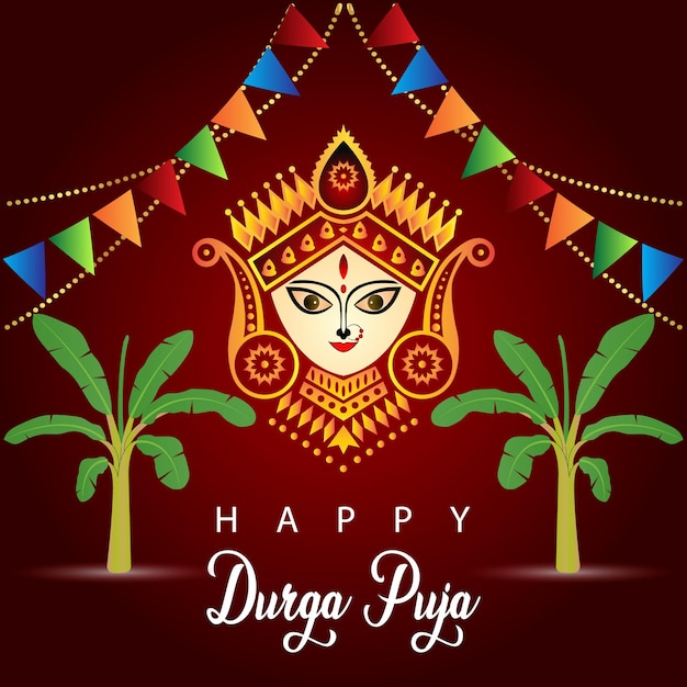 Happy Durga puja 소셜 미디어 포스트 디자인