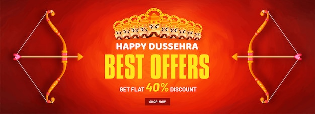 Vector happy dussehra best offer sale banner