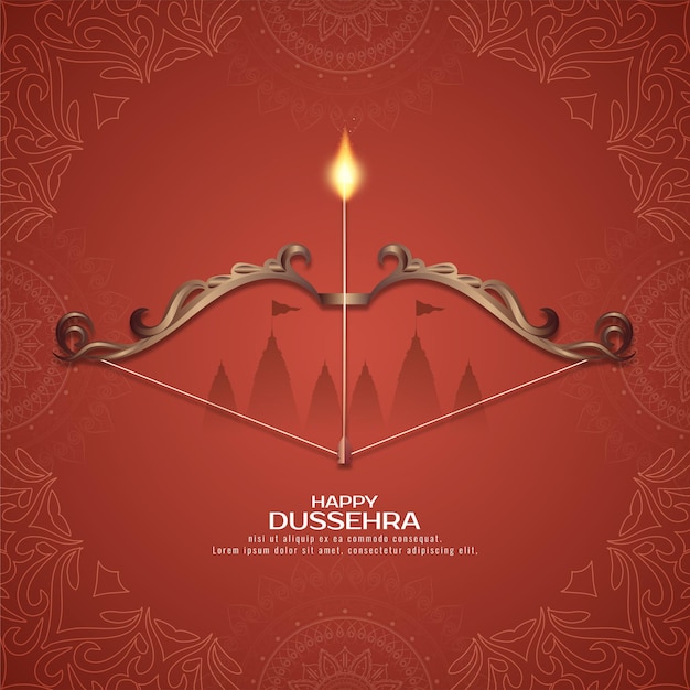 Vector happy dussehra festival background with bow and arrow design vector