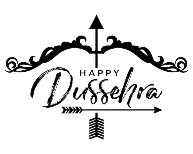 Иллюстрация фестиваля Happy Dussehra с луком и стрелами на фоне праздничной открытки Рамы