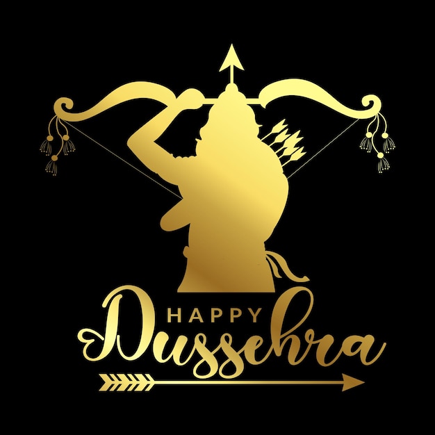 Happy Dussehra festival illustration with bow and arrow of rama holiday card background