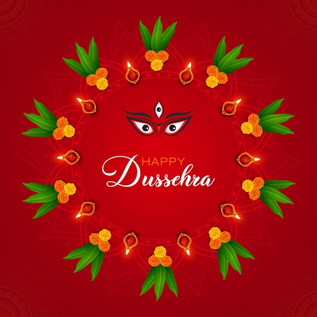 Happy Dussehra festival Navratri Durga Puja Ravanna Vijayadashami also known as Dasara