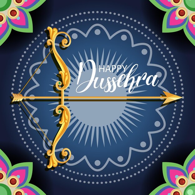 Vettore design del poster del festival di dussehra felice