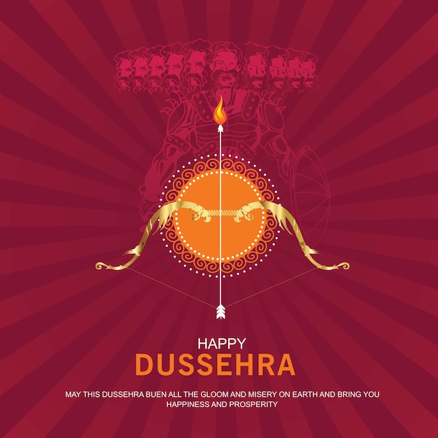 Vettore illustrazione vettoriale del festival happy dussehra annunci creativi sui social media