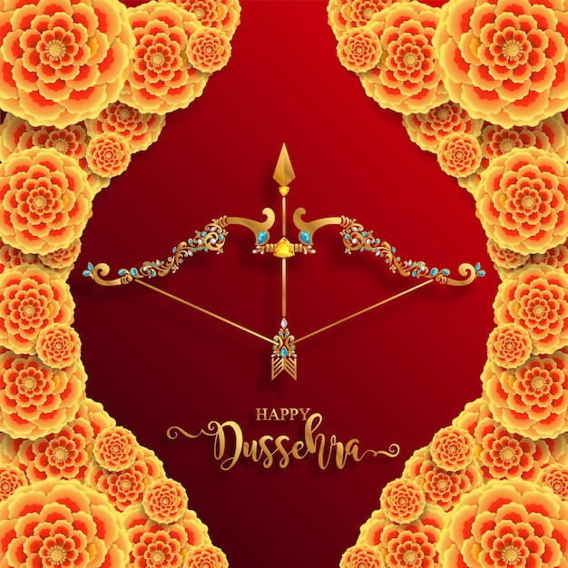 Вектор Дизайн поздравительных открыток happy dussehra на золотом текстурированном фоне
