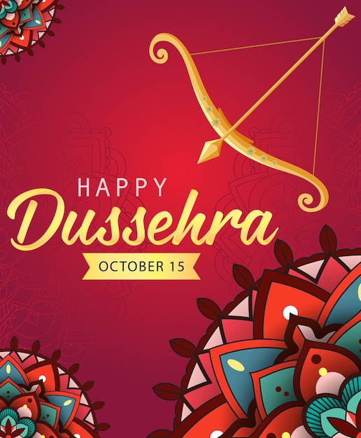 행복한 Dussehra 힌두교 축제 포스터