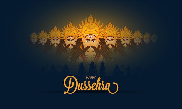 Happy dussehra indian festival celebration vector illustration victory over evil