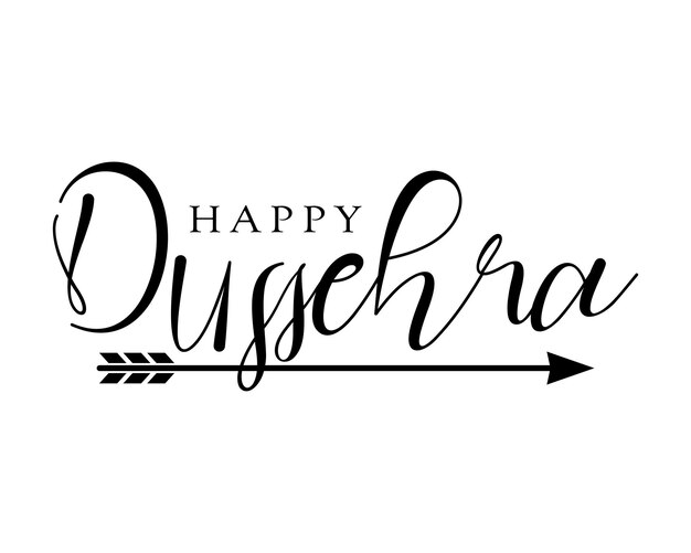 라마 축제 벡터 그림의 활과 화살이 있는 Happy Dussehra 글자