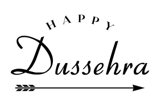 라마 축제 벡터 그림의 활과 화살이 있는 Happy Dussehra 글자