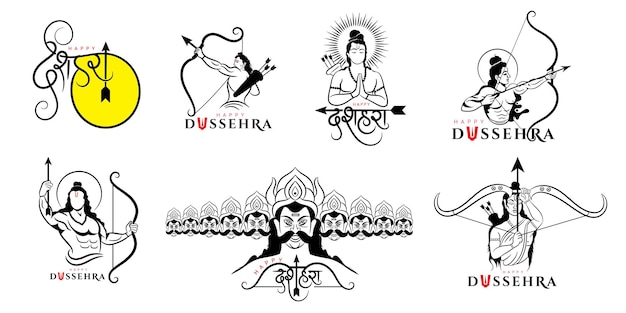 Vector happy dussehra logo collection