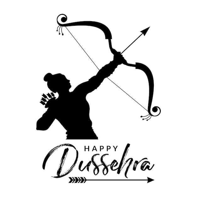 Векторная иллюстрация индуистского фестиваля Happy Dussehra в стиле силуэта