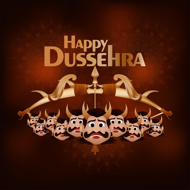 Happy dussehra wishing greeeting card with vector illustration