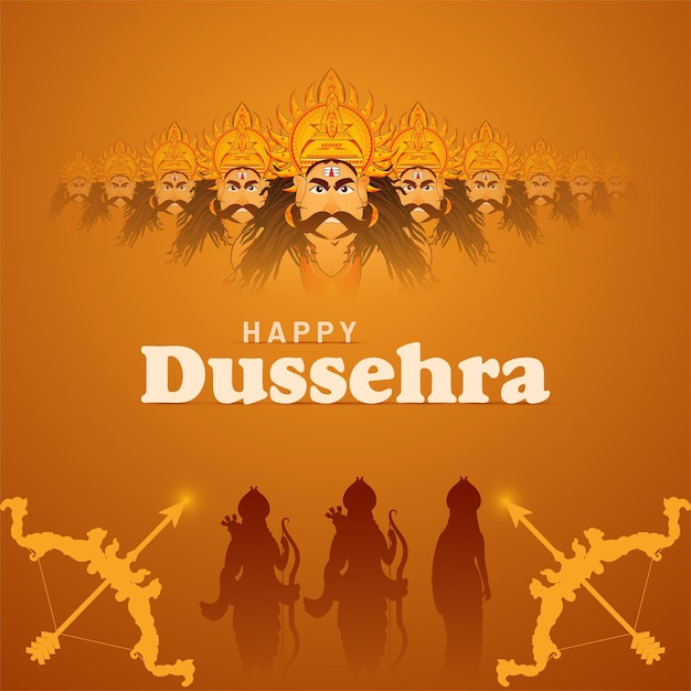 Happy Dusshera Indiase festival vector ontwerp voor banner poster web header en sociale media feed Lord Rama doden Ravan