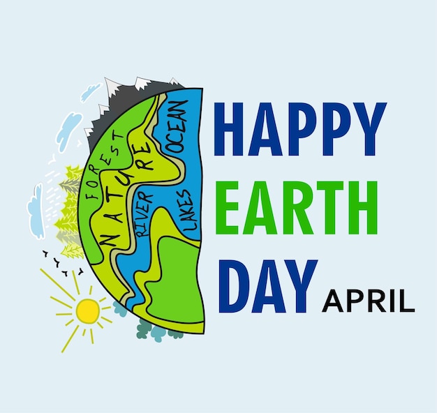 С днем земли 22 апреля векторная экологическая иллюстрация для социального плаката для окружающей среды