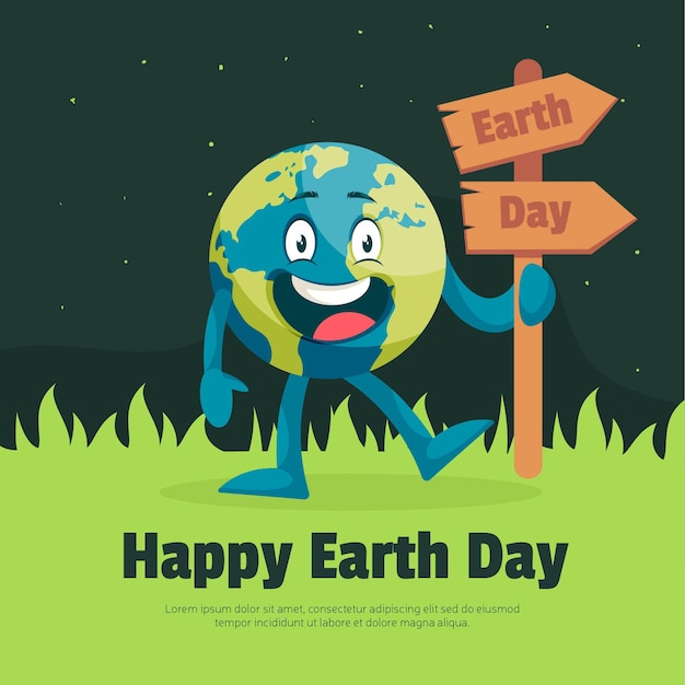 Happy earth day banner design template