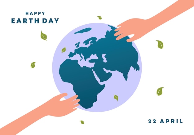 Happy earth day banner poster met hand hold blue globe viering op 22 april