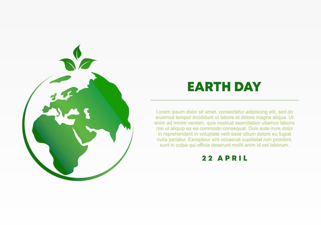 Happy earth day banner poster with green globe celebration on april 22