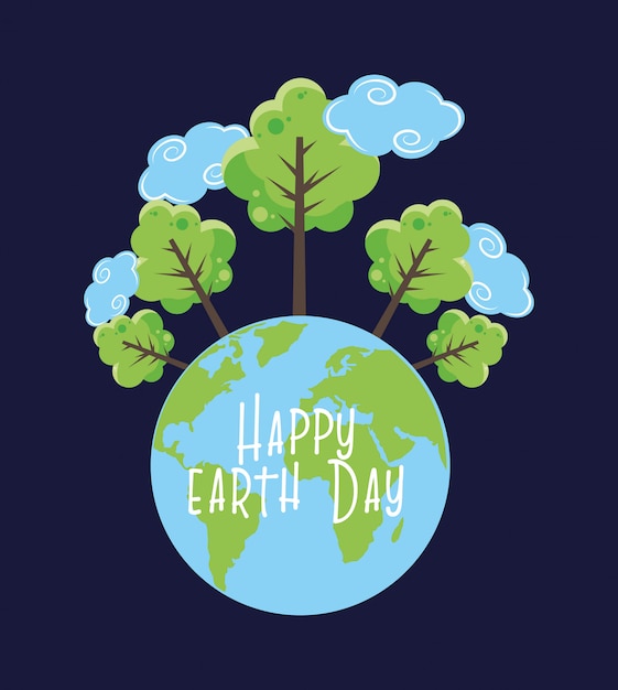 Вектор happy earth day card