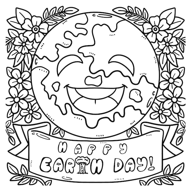 Happy Earth Day Coloring Page for Kids