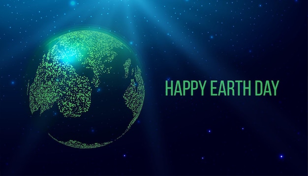 Vector happy earth day concept planet earth on futuristic modern abstract background vector illustration