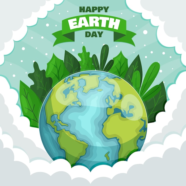 Vector happy earth day concept