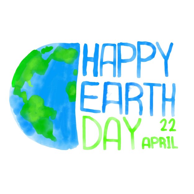 Vettore eco di happy earth day per l'acquerello di poster sociali su sfondo bianco