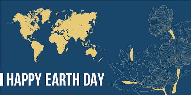 幸せな地球の日エコロジー コンセプト デザイン世界地図の描画と明るい茶色の背景に葉