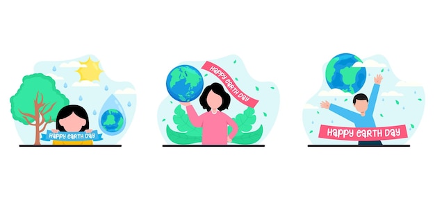 Happy earth day flat bundle design