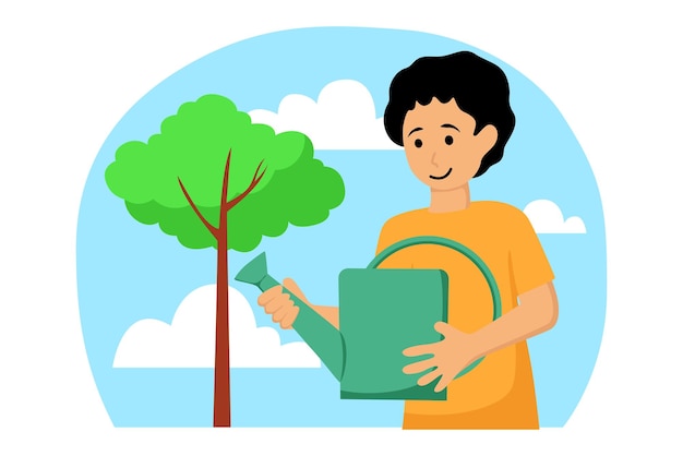 Happy earth day flat illustration