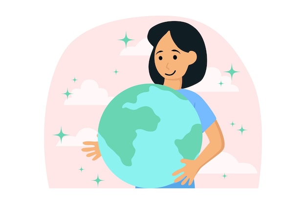 Vector happy earth day flat illustration