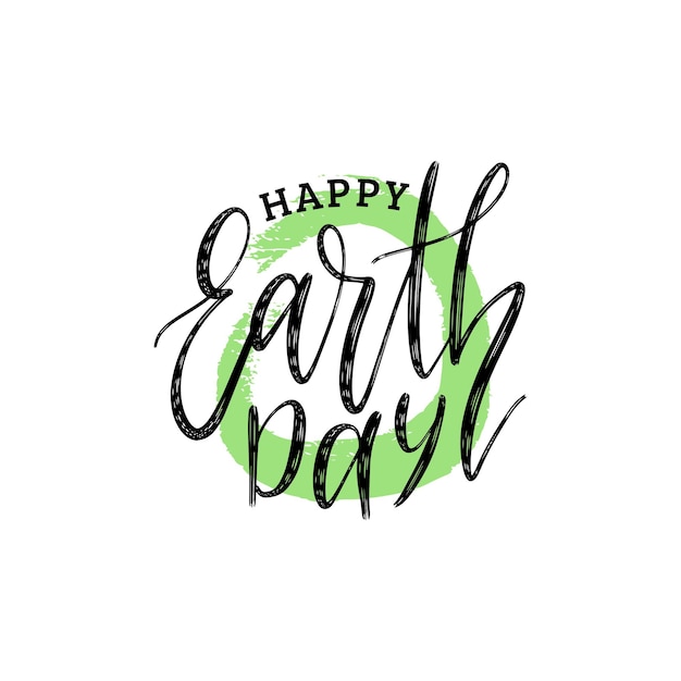 Happy Earth Day hand belettering. Vectorillustratie voor wenskaart, poster, enz.