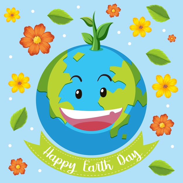 Vector happy earth day icon