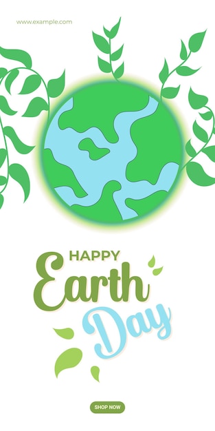 Happy Earth Day op 22 april banner Viering of groetontwerp met illustratie van aarde en groene planten