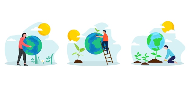 Happy Earth Day plat bundelontwerp