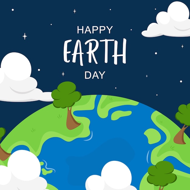 Vector happy earth day poster or banner vector illustration and lettering