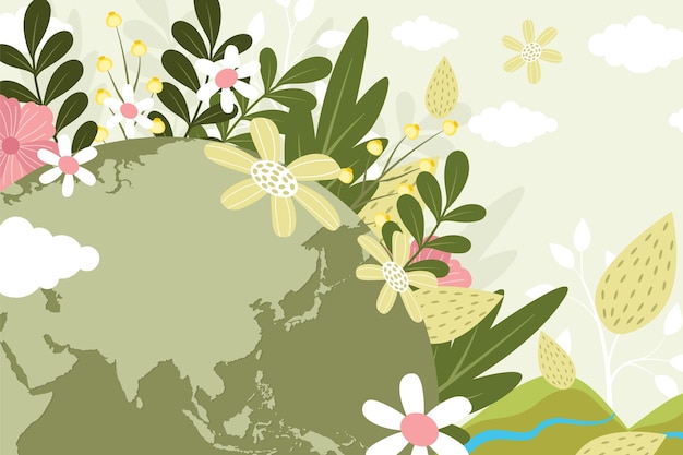 Happy Earth Day poster or banner Vector illustration and lettering