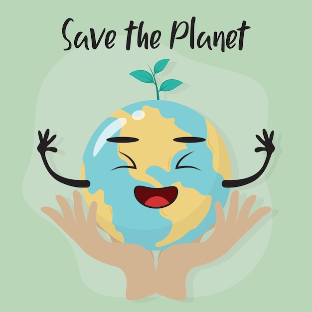 Happy Earth Day poster or banner Vector illustration and lettering