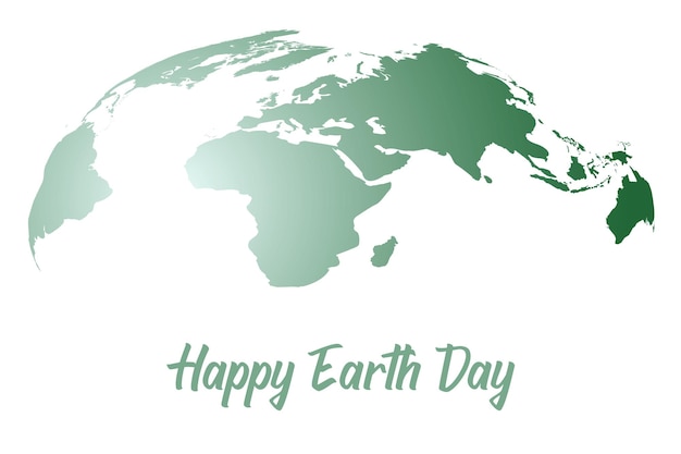 Happy earth day poster with world map vector illustration