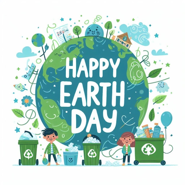 Vector happy earth day poster