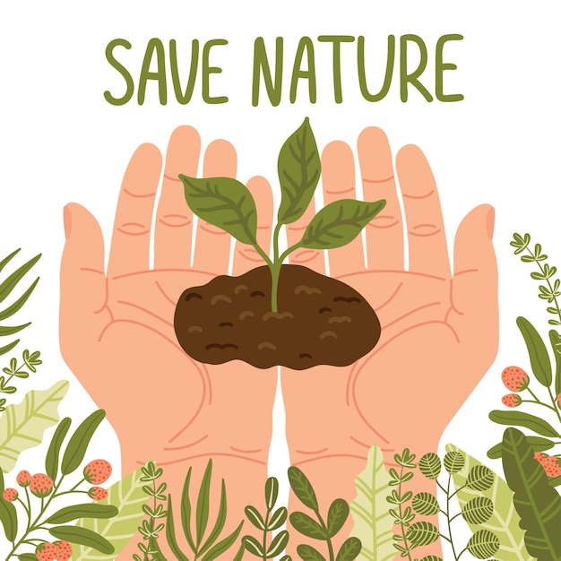 Happy Earth Day Save Nature Vector eco illustration for social media poster banner card flyer