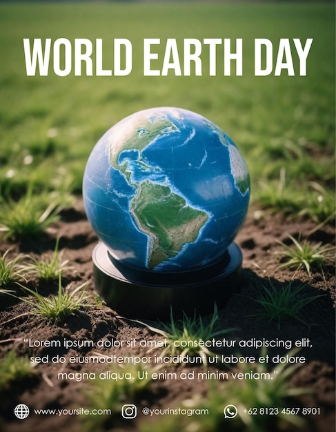 Vector happy earth day simple poster for social media