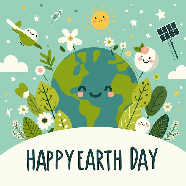 Happy Earth Day Simple Vector For Social Media Post