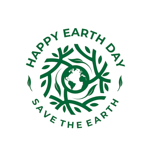 Vector happy earth day template design and lettering