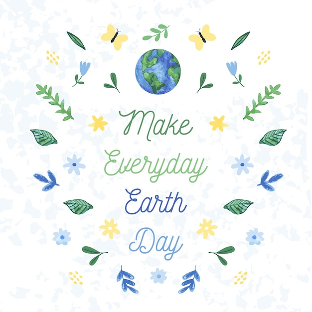 Vector happy earth day vector banner card template social poster on the theme of saving the planet