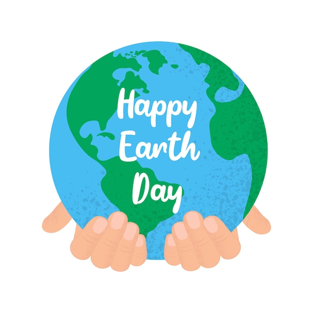 Happy Earth Day Vector Illustratie Vector illustratie van menselijke hand met Earth globe Perfect voor wenskaart poster en spandoek