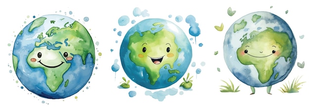 Happy Earth Day watercolor Card about saving the planet nature and ecology